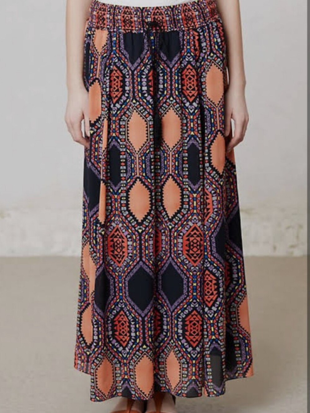 Maeve Anthropologie Hexprint Maxi Skirt